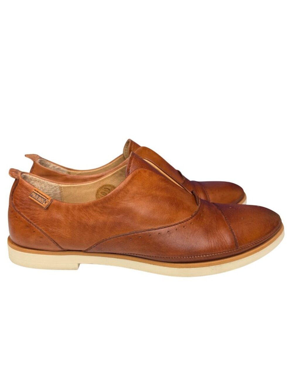 Pikolinos Pyrgos Brown Leather No Laces Casual Oxford Shoes Women size 8